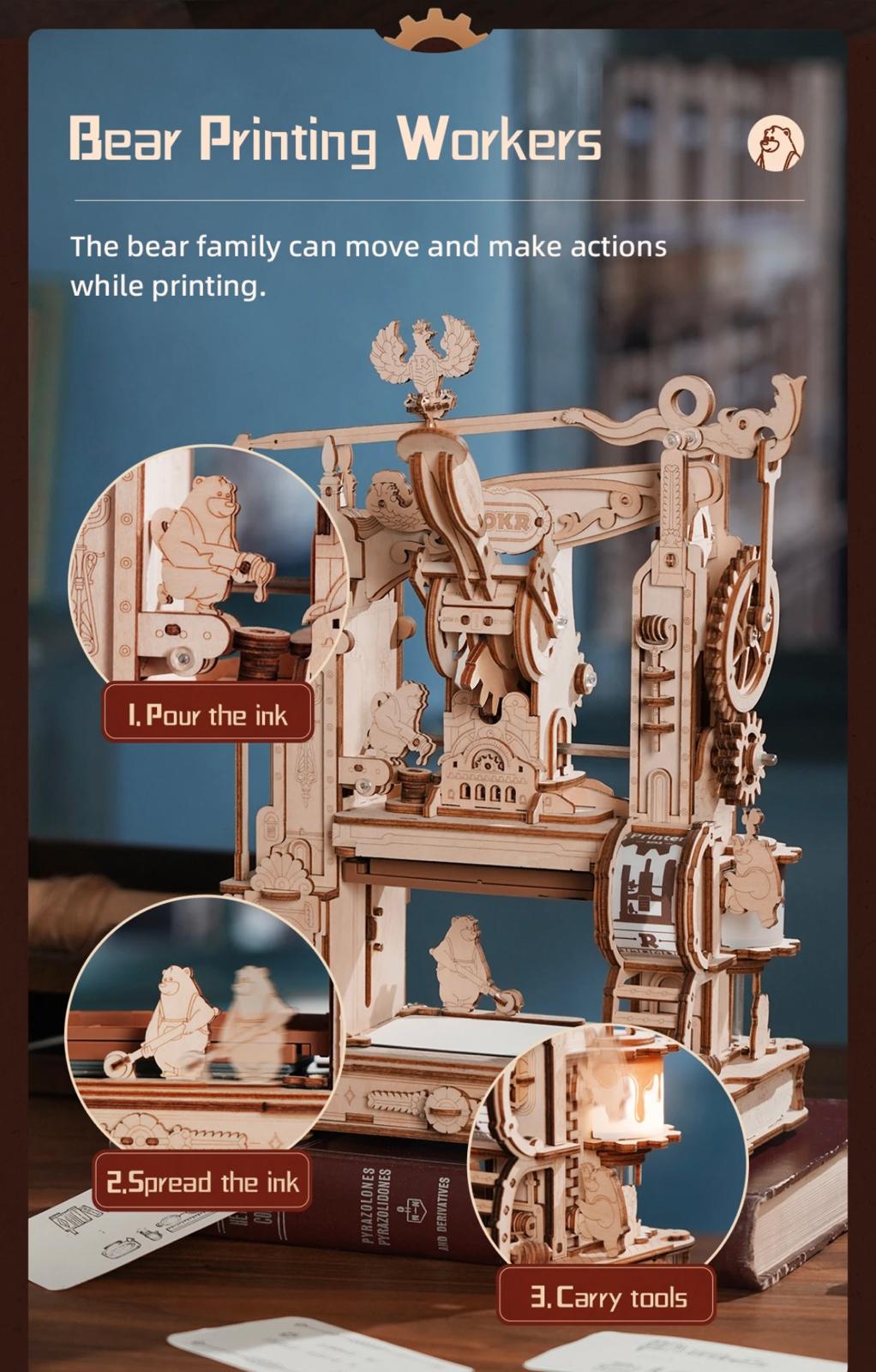 Historical 3D Printing Press Puzzle - Interactive Model Kit