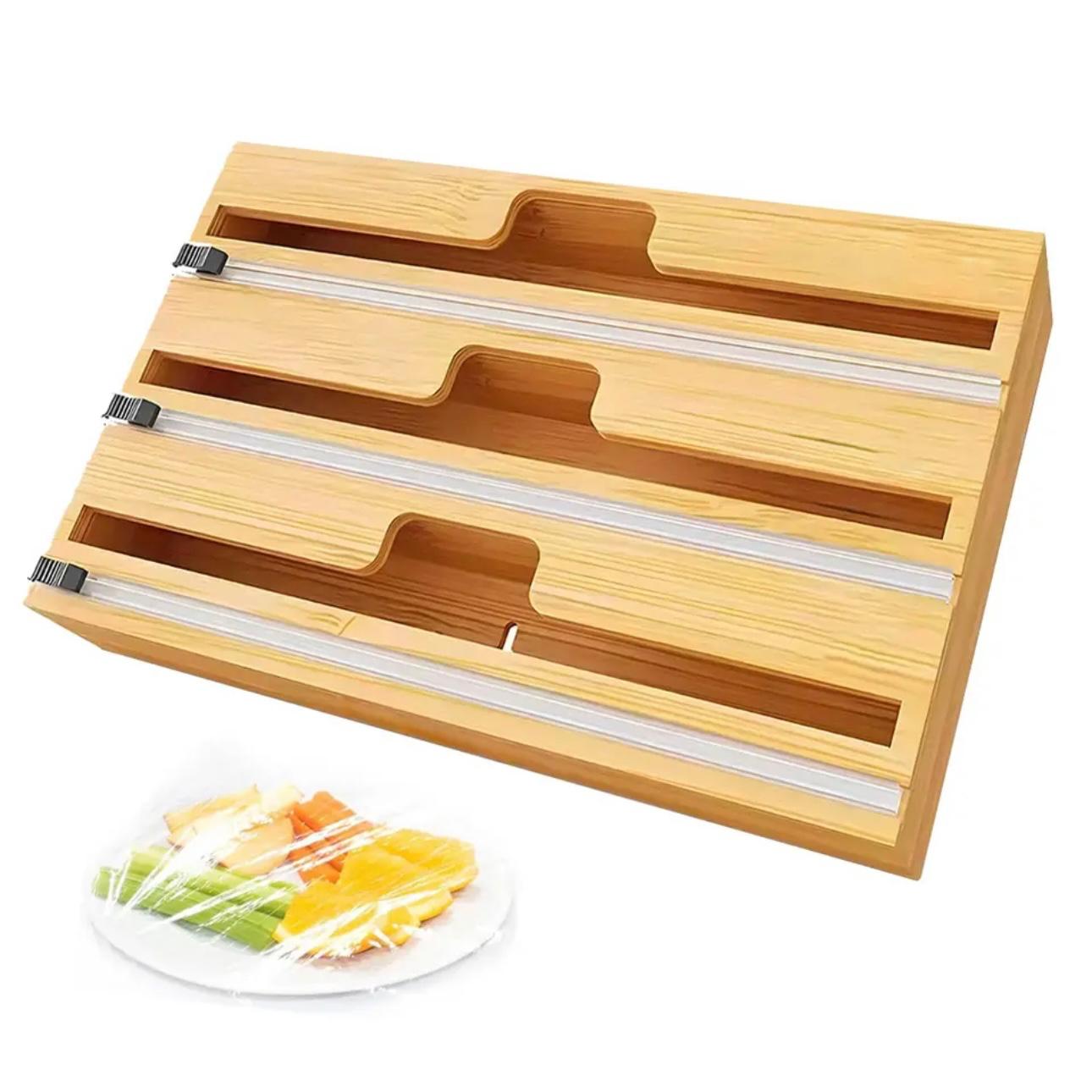 Bamboo WrapNeat 3-in-1 Kitchen Organizer with Precision Cutters