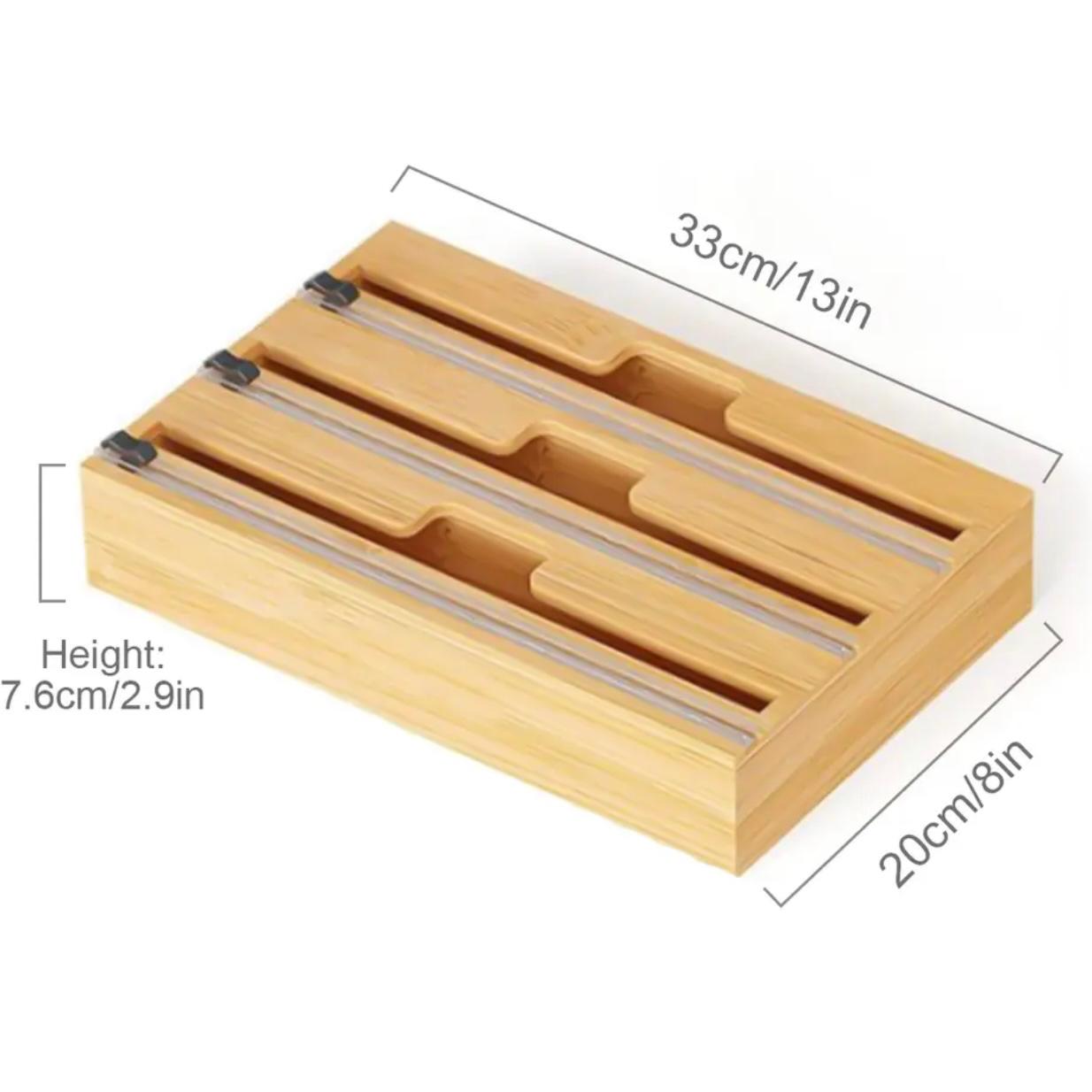 Bamboo WrapNeat 3-in-1 Kitchen Organizer with Precision Cutters