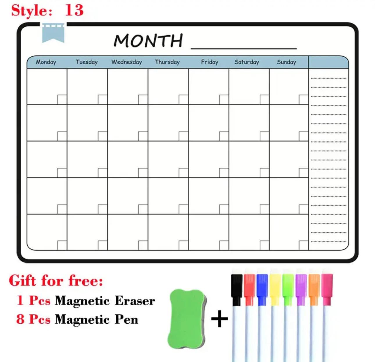 Magnetic A3 Monthly/Weekly Planner Whiteboard - Versatile Organizational Tool