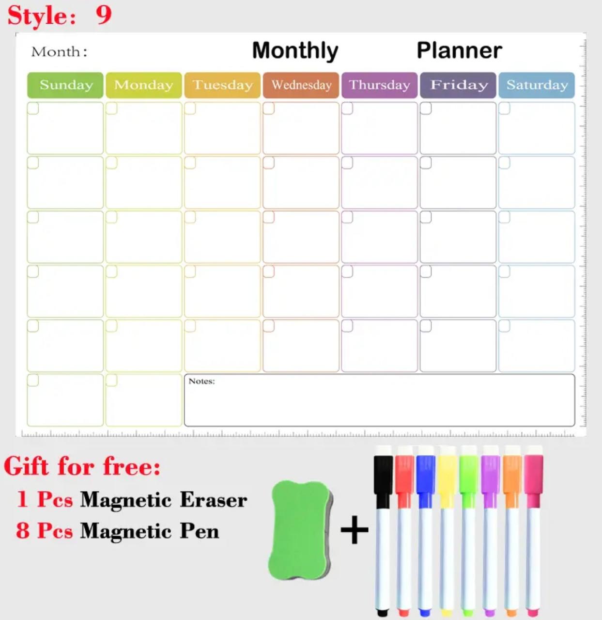 Magnetic A3 Monthly/Weekly Planner Whiteboard - Versatile Organizational Tool