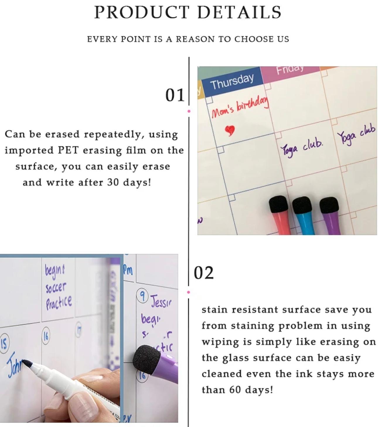 Magnetic A3 Monthly/Weekly Planner Whiteboard - Versatile Organizational Tool