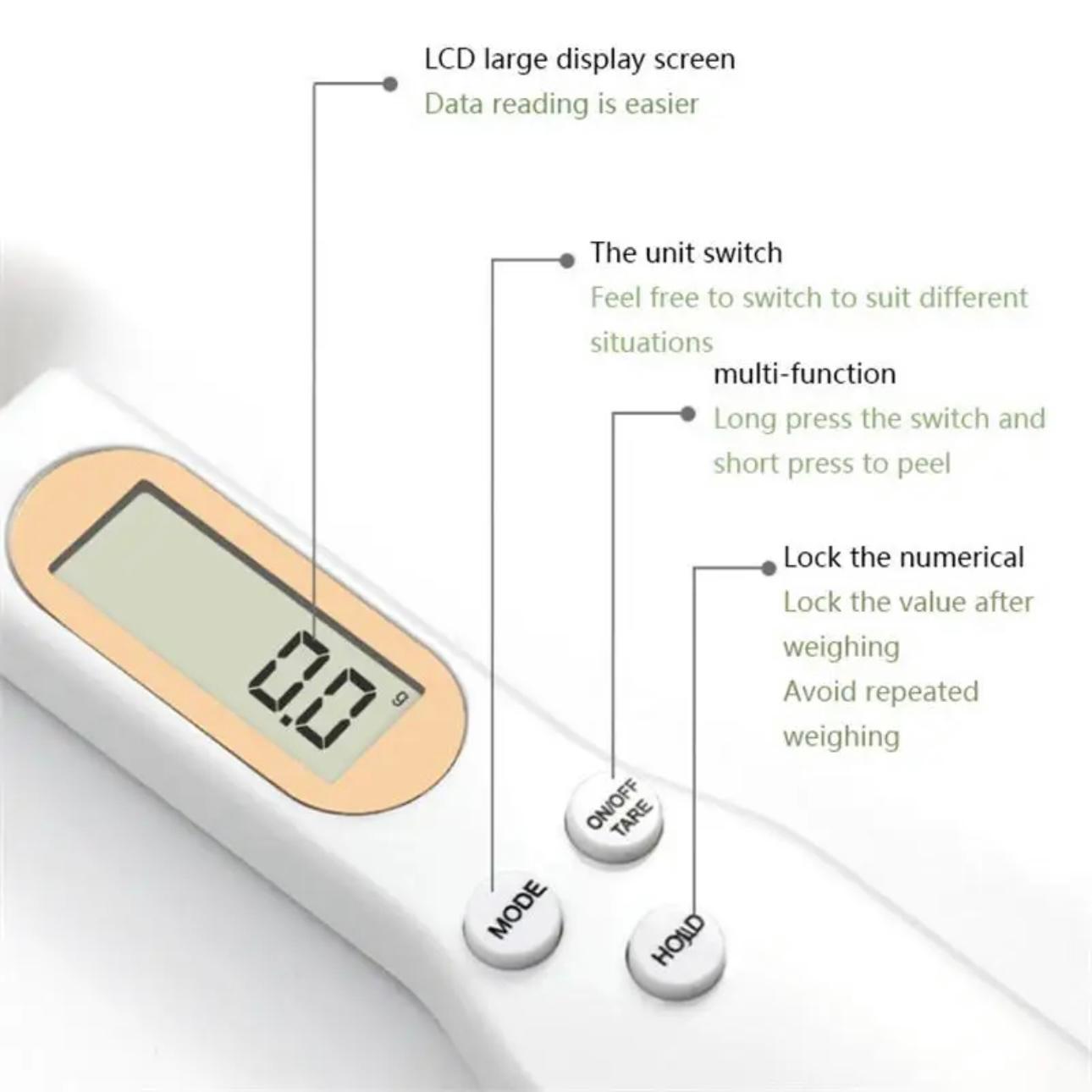 PrecisionChef Digital Kitchen Scale Spoon - Exact Culinary Measuring