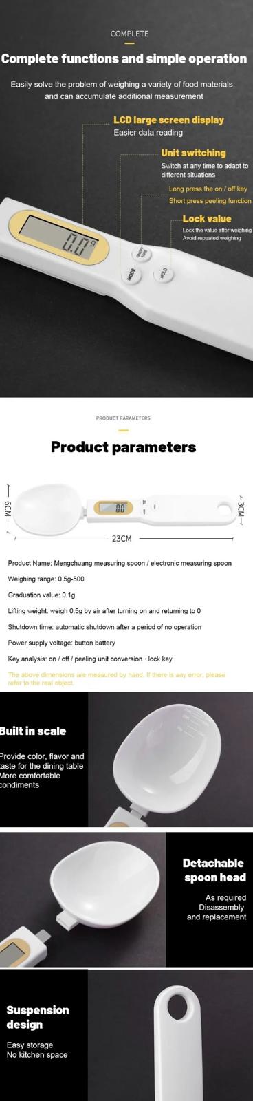 PrecisionChef Digital Kitchen Scale Spoon - Exact Culinary Measuring