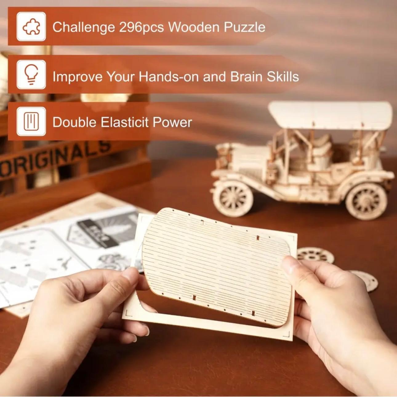 Timeless AutoCraft: Classic Car 3D Wooden Puzzle - 1:15 Scale Vintage Model Kit