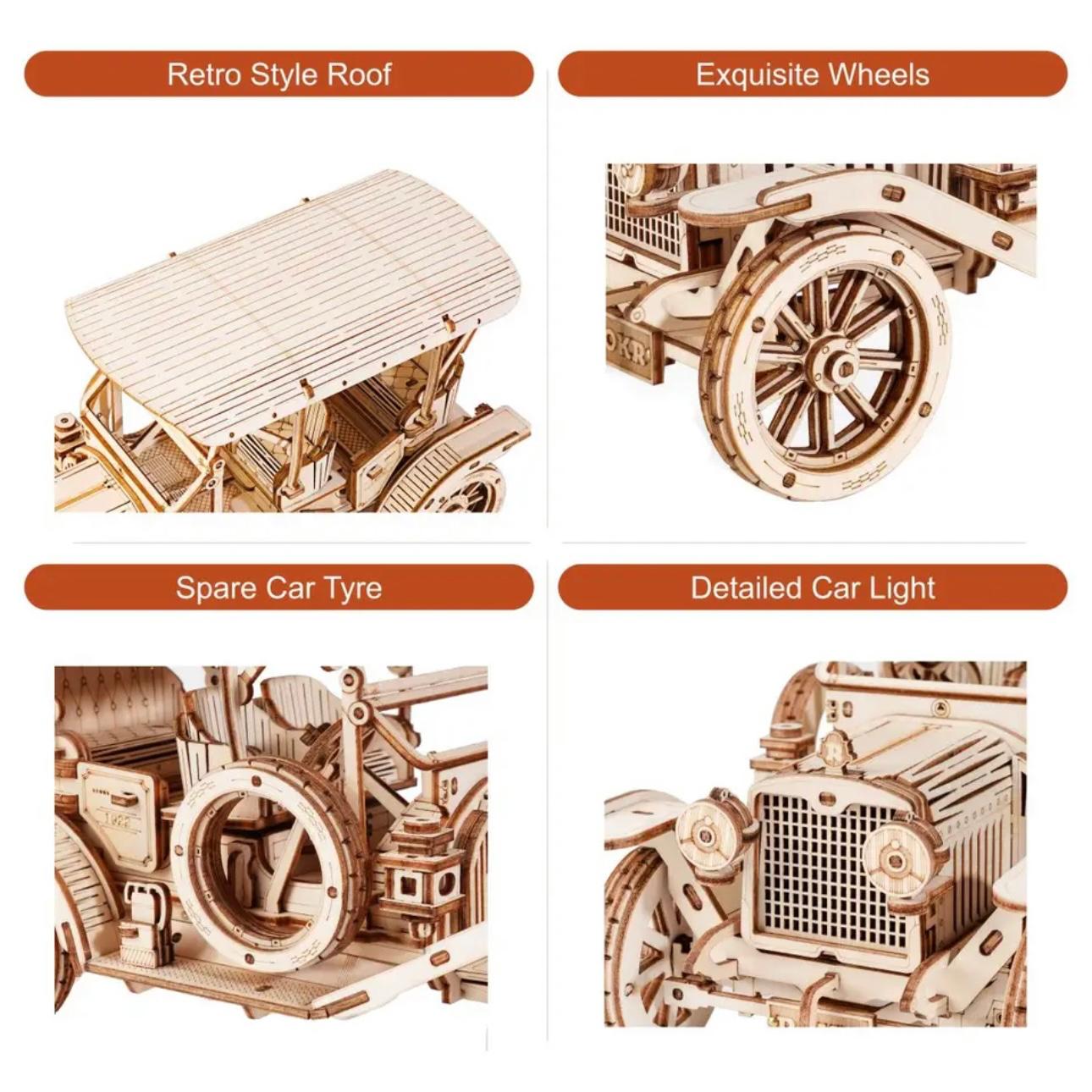 Timeless AutoCraft: Classic Car 3D Wooden Puzzle - 1:15 Scale Vintage Model Kit