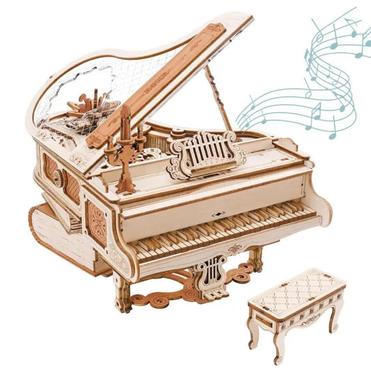 Enchanted Melody Piano: Mechanical 3D Wooden Music Box Puzzle