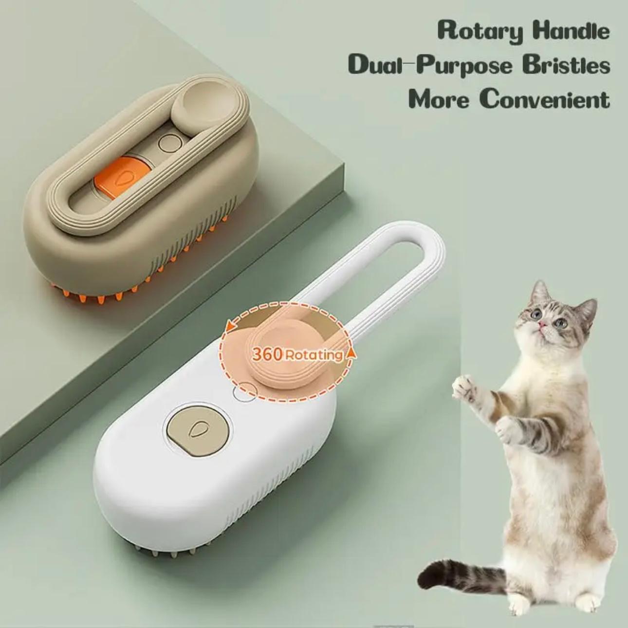 Steamy Pet Pro Brush: 3-in-1 Electric Spray Grooming Tool for Dogs & Cats