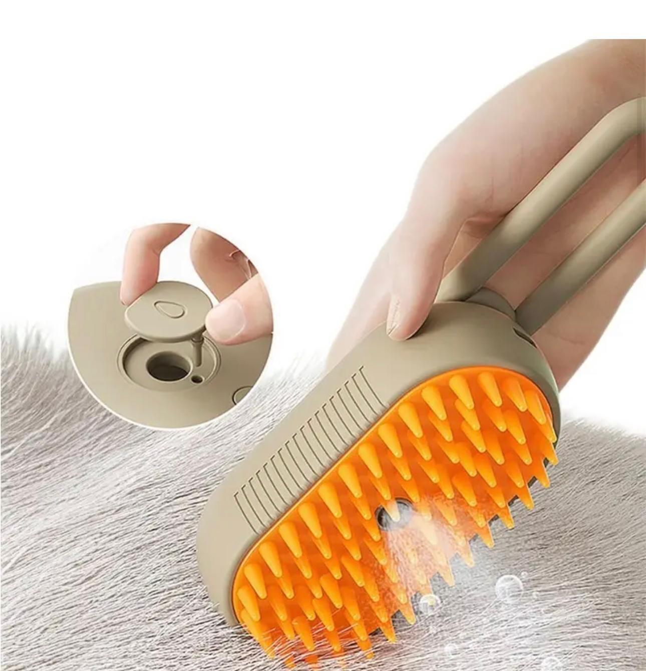 Steamy Pet Pro Brush: 3-in-1 Electric Spray Grooming Tool for Dogs & Cats