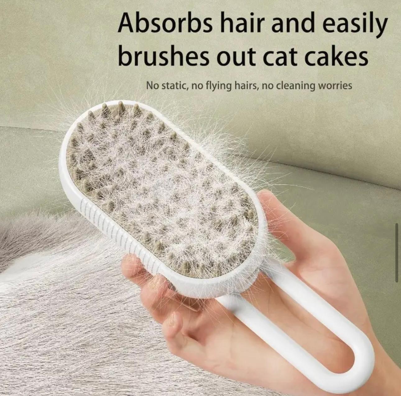 Steamy Pet Pro Brush: 3-in-1 Electric Spray Grooming Tool for Dogs & Cats