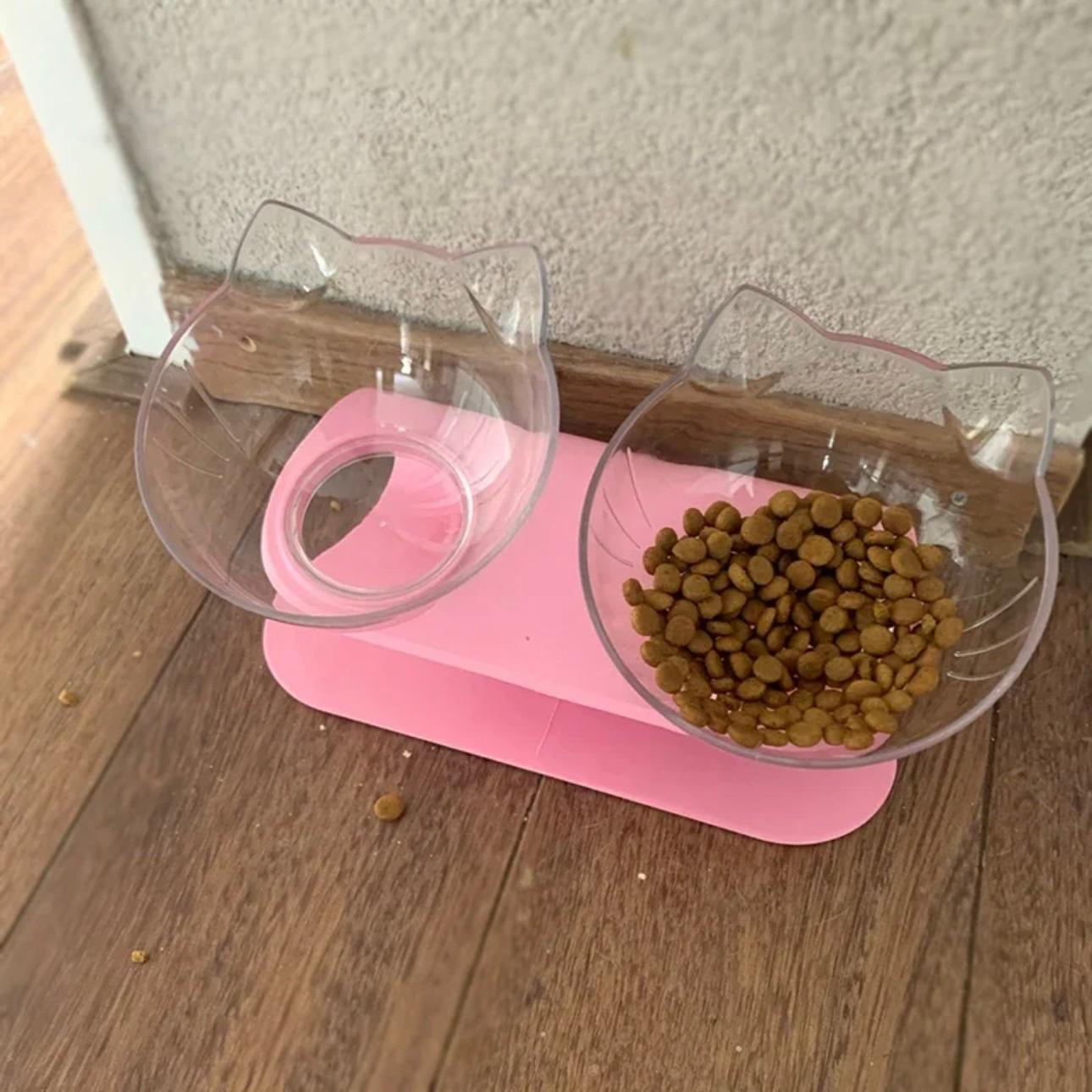 Ergonomic Non-Slip Pet Bowl with 15°C Slant - Cat & Dog Feeding Stand