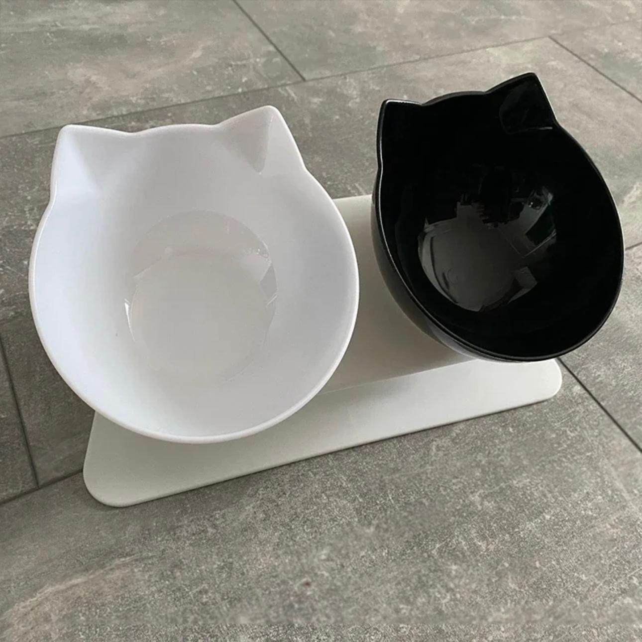 Ergonomic Non-Slip Pet Bowl with 15°C Slant - Cat & Dog Feeding Stand