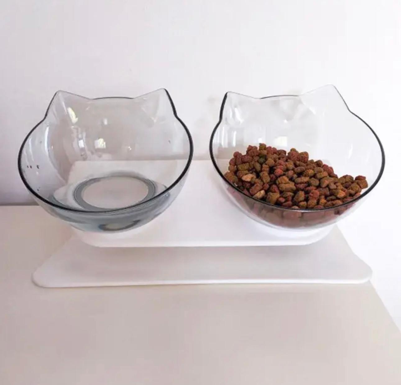 Ergonomic Non-Slip Pet Bowl with 15°C Slant - Cat & Dog Feeding Stand