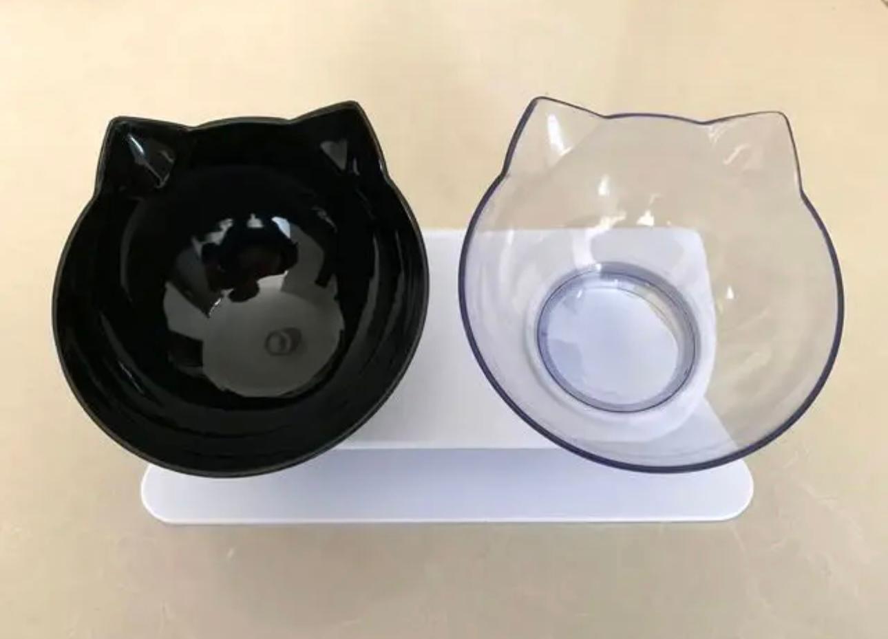 Ergonomic Non-Slip Pet Bowl with 15°C Slant - Cat & Dog Feeding Stand