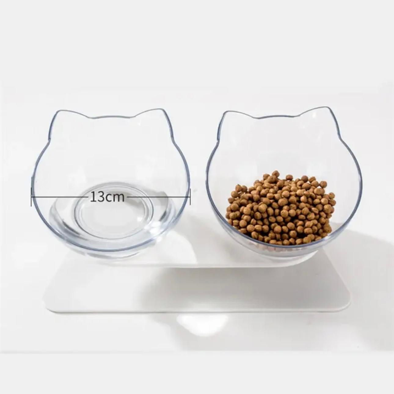 Ergonomic Non-Slip Pet Bowl with 15°C Slant - Cat & Dog Feeding Stand