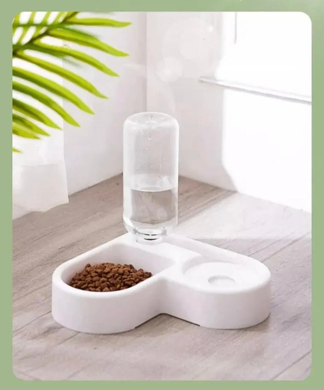 Compact Dual Pet Feeder - Space-Saving Corner Bowl for Cats & Small Dogs